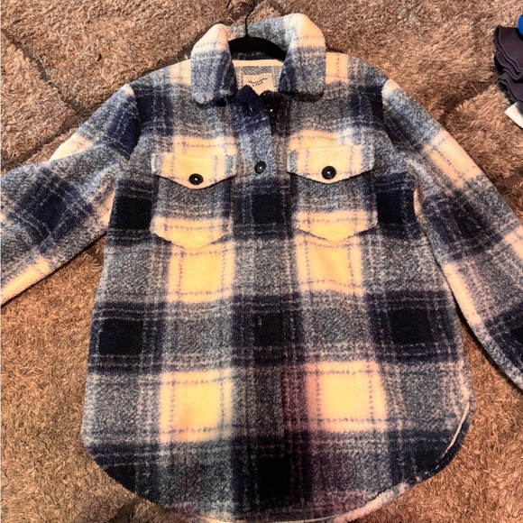 Abercrombie & Fitch Blue and White Plaid Teddy Jacket - Picture 2 of 7